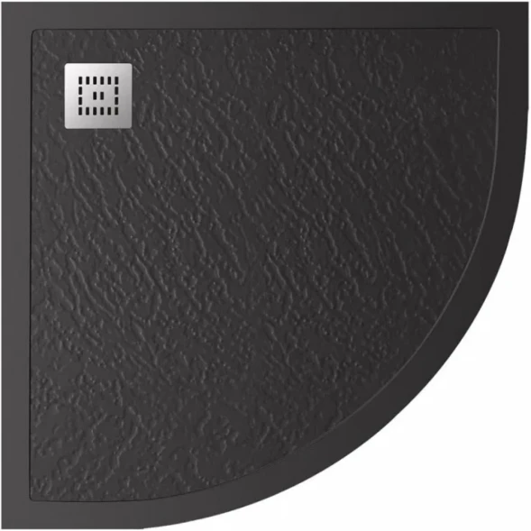 Душевой поддон BelBagno Uno TRAY-MR-UNO-R-90-550-35-NERO-CR 90x90 см, из литьевого мрамора, четверть круга, черный матовый