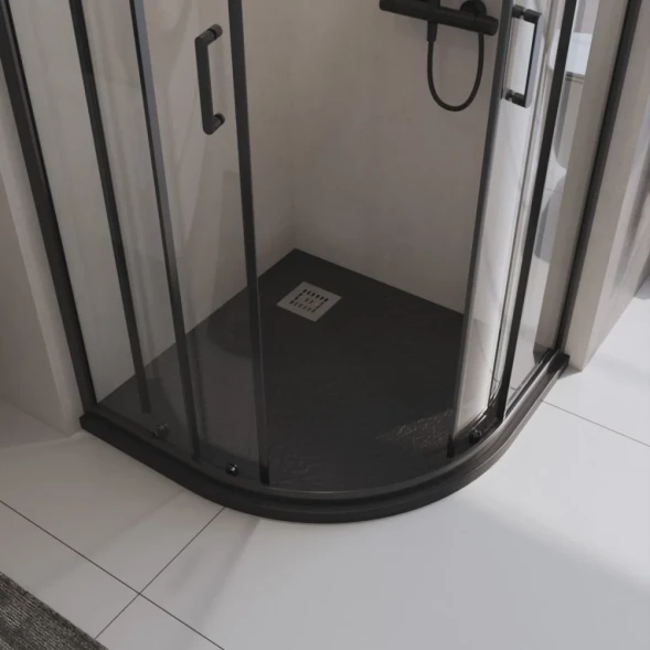 Душевой поддон BelBagno Uno TRAY-MR-UNO-R-90-550-35-NERO-CR 90x90 см, из литьевого мрамора, четверть круга, черный матовый