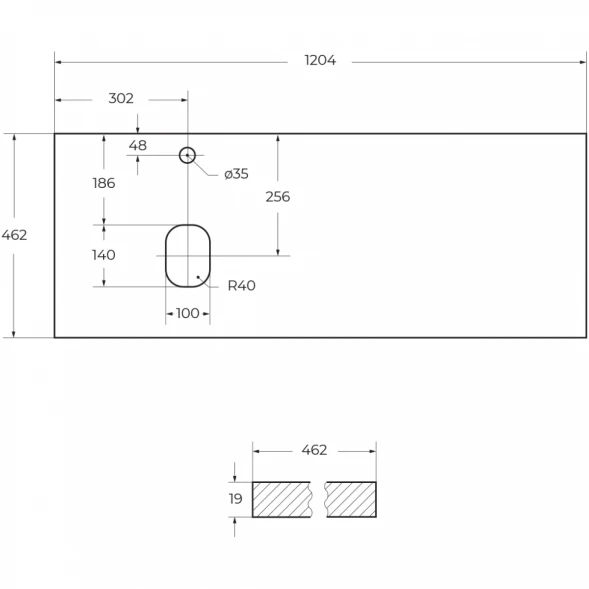Столешница 120,4 см Bianco Lucido Belbagno Kraft EK-120-AS-BL-L