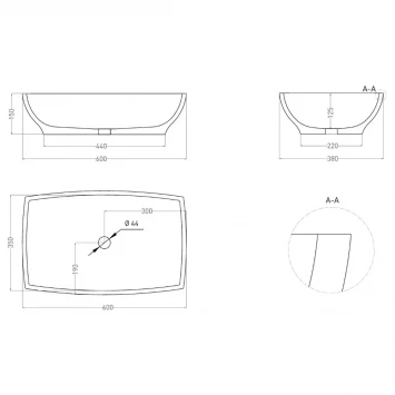 Раковина 60x38 см Salini S-Stone Gloria 04 1102204M