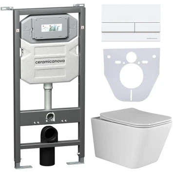 Комплект подвесной унитаз Ceramica Nova Metric CN3007 + система инсталляции Ceramica Nova Envision Flat CN1002W + CN1000