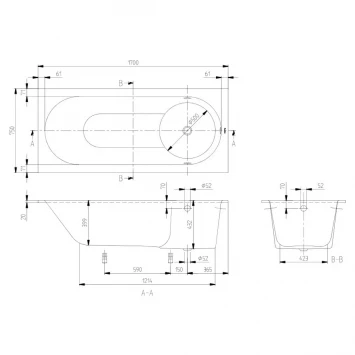 Квариловая ванна 170x75 см альпийский белый Villeroy &amp; Boch Libra UBQ170LIB2V-01