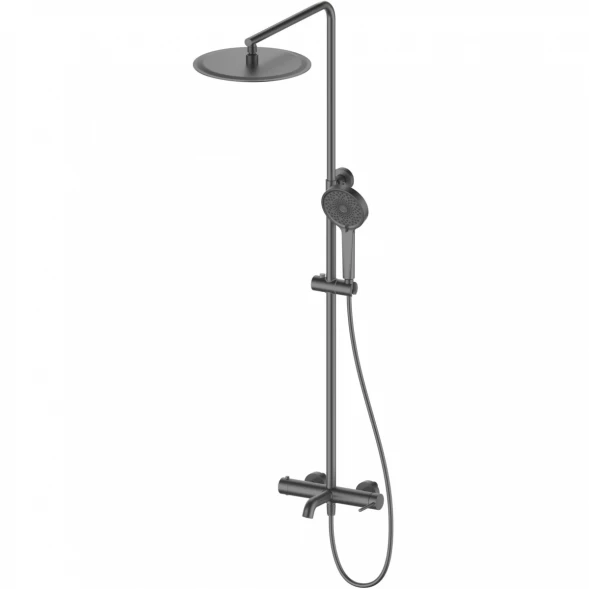 Душевая система Wonzon &amp; Woghand Stick WW-88739017-BGM 300 мм, со смесителем, темный графит матовый