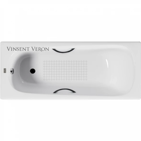 Ванна чугунная Vinsent Veron Concept VCO1707042H/VH0015CH-AS 170x70 см, с ручками, антискользящим покрытием, белый