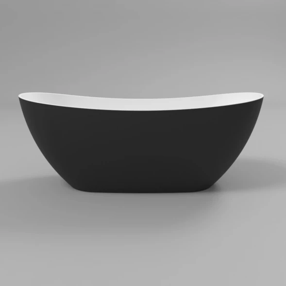 Ванна из литьевого мрамора Whitecross Onyx C 0206.160075.20100 160x75 см, отдельностоящая, белый матовый/черный матовый