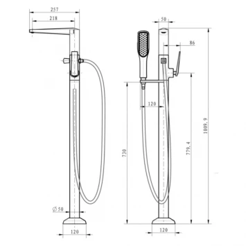 Смеситель напольный для ванны Boheme Venturo 389