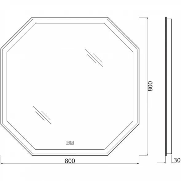 Зеркало 80x80 см BelBagno SPC-OTT-800-800-LED-TCH-WARM