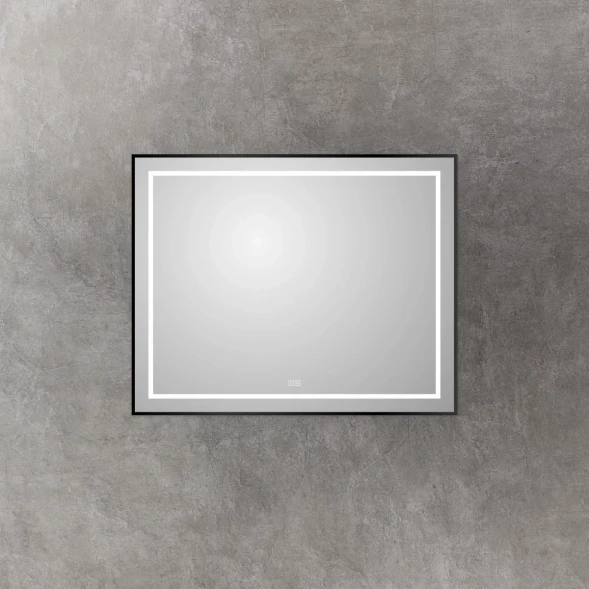 Зеркало BelBagno Kraft SPC-KRAFT-1000-800-LED-TCH-WARM-NERO 100x80 см, с LED-подсветкой, сенсорным выключателем, антизапотеванием, черный