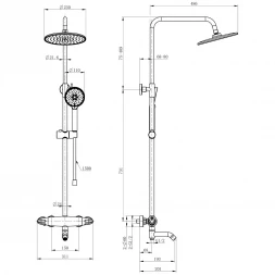 Душевая система Wonzon &amp; Woghand Capsule WW-B3031-A1-CR 230 мм, с термостатом, хром