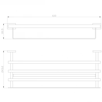 Полка для полотенец Wonzon &amp; Woghand Flat WW-9781 61 см, хром