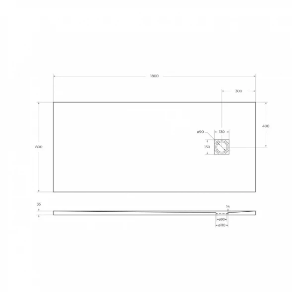 Душевой поддон BelBagno Uno TRAY-MR-UNO-AH-180/80-35-W-CR 180x80 см, из литьевого мрамора, прямоугольный, белый