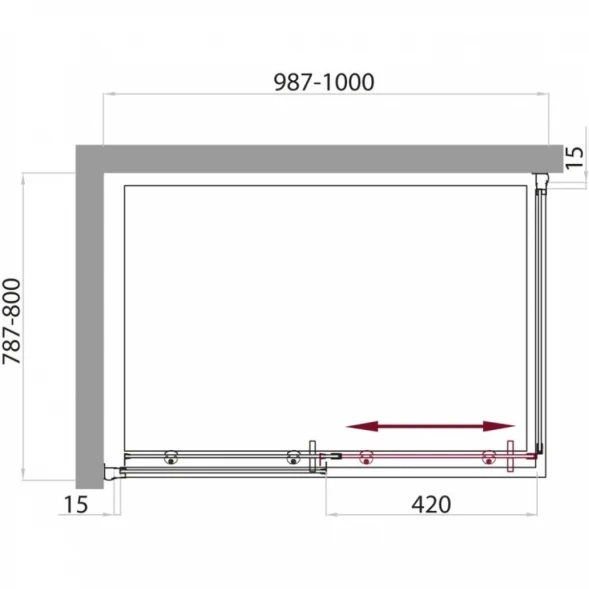 Душевой уголок 100x80 см BelBagno Uno UNO-AH-1-100/80-M-Cr матовое
