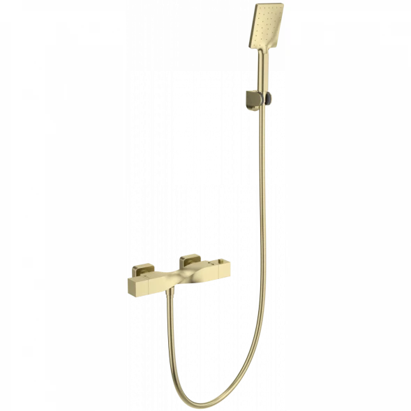 Термостат для душа Wonzon &amp; Woghand Twist WW-B2025-A-BG с душевым гарнитуром, золотой матовый