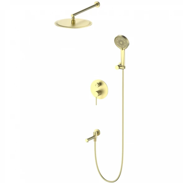 Душевой комплект Wonzon &amp; Woghand Stick WW-88939017-BG 300 мм, со смесителем, золотой матовый
