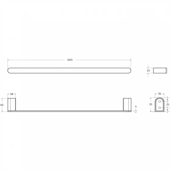 Полотенцедержатель Cezares Stylus STYLUS-TH-60-NOP 60 см, черный матовый