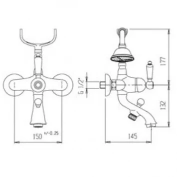 Смеситель для ванны Caprigo Adria Uno 02-011-vot