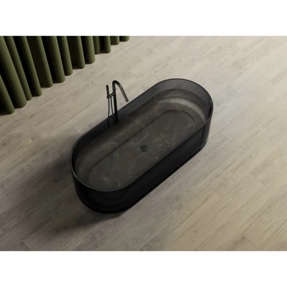 Ванна из полиэфирной смолы Abber Kristal AT9708Onyx 170x75 см, отдельностоящая, черный