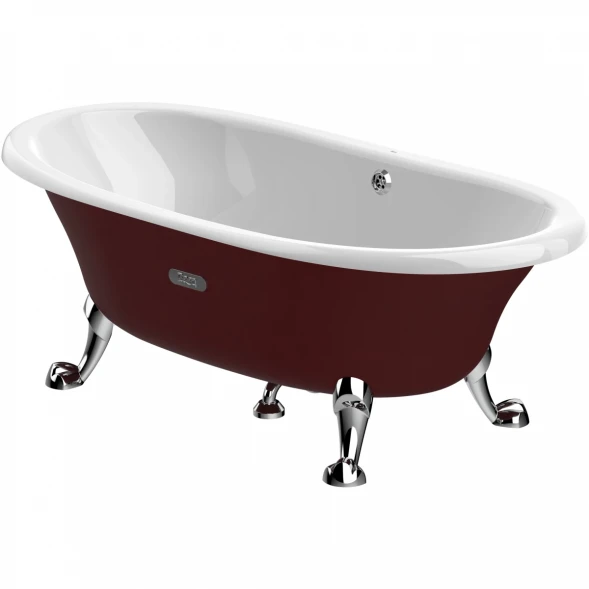 Ванна чугунная Roca Newcast Bordeaux 233650003 170x85 см, отдельностоящая, с антискользящим покрытием, бордо
