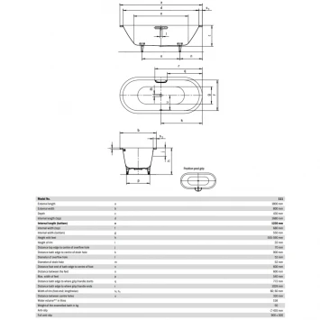 Ванна стальная Kaldewei Classic Duo Oval 111 291230003001 180x80 см, с антискользящим и водоотталкивающим покрытием, альпийский белый