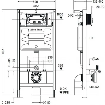 Инсталляция для унитаза Allen Brau Pneumatic 9.11100.20 пневматическая