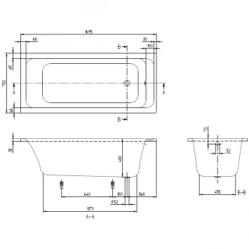 Акриловая ванна 169,5x75 см Villeroy &amp; Boch Architectura UBA170ARA2V-01