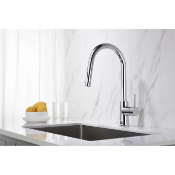 Смеситель для кухни Aquatek Европа AQ1384CR с выдвижным изливом, хром
