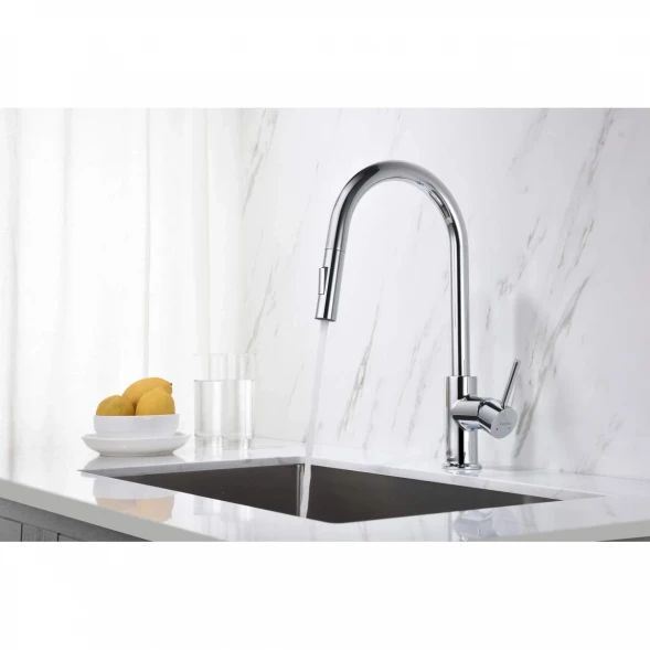 Смеситель для кухни Aquatek Европа AQ1384CR с выдвижным изливом, хром