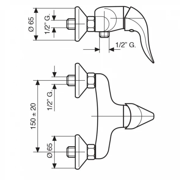 Смеситель для душа Emmevi Duka 44002/BR бронза