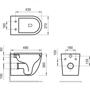 Комплект инсталляция с унитазом BelBagno Prospero BB046CHR/BB2111SC/BB002-80/BB005-PR-CHROME с кнопкой смыва, хром + унитаз подвесной BelBagno Sfera-R безободковый, с сиденьем микролифт, белый