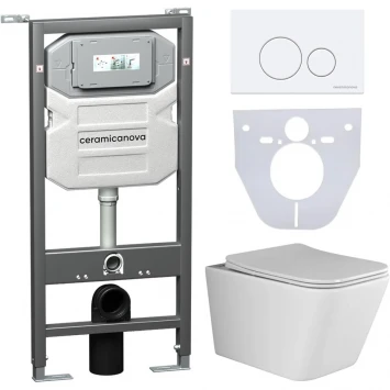Комплект подвесной унитаз Ceramica Nova Metric CN3007 + система инсталляции Ceramica Nova Envision Round CN1001W + CN1000
