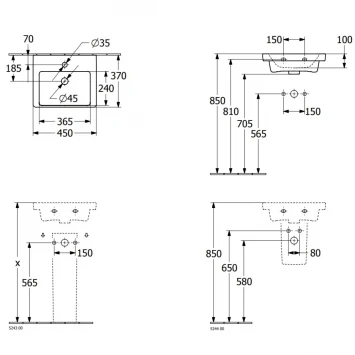 Раковина 45x37см Villeroy &amp; Boch Subway 3.0 43704501