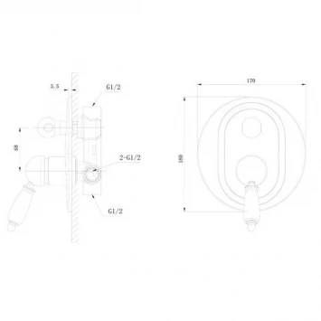 Смеситель для ванны Caprigo Adria Uno 02-551-crm