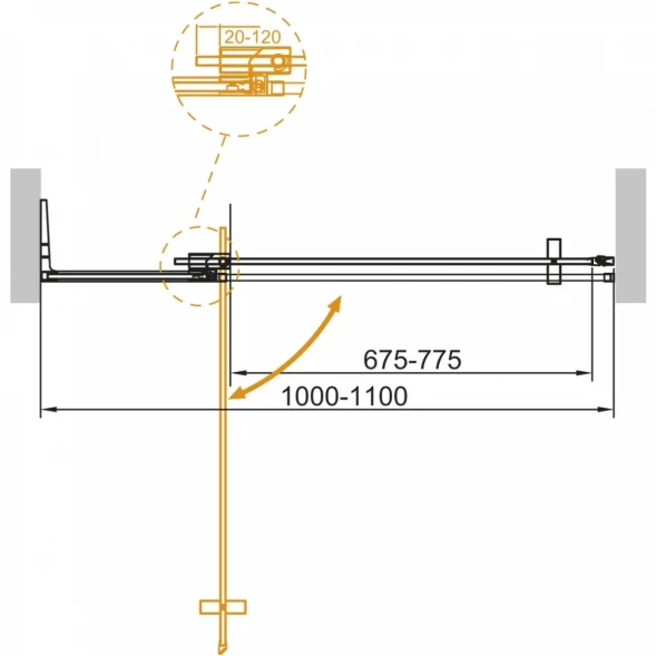 Душевая дверь 100-110 см Cezares SLIDER-B-1-100/110-GRIGIO-Cr графитовое