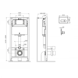 Инсталляция для унитаза Am.Pm Pro M I012704.8051 с кнопкой смыва, хром