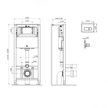 Инсталляция для унитаза Am.Pm Pro M I012704.8051 с кнопкой смыва, хром