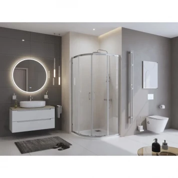 Душевой поддон BelBagno Uno TRAY-MR-UNO-R-80-550-35-W-CR 80x80 см, из литьевого мрамора, четверть круга, белый