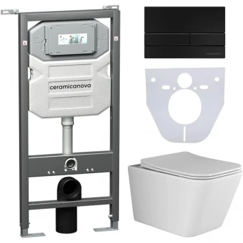 Комплект подвесной унитаз Ceramica Nova Metric CN3007 + система инсталляции Ceramica Nova Envision Flat CN1002B + CN1000