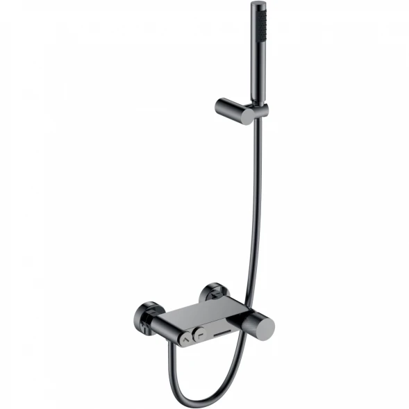 Смеситель для ванны Boheme Stick Touch 123-SGM.2 с душевым гарнитуром, графит глянец