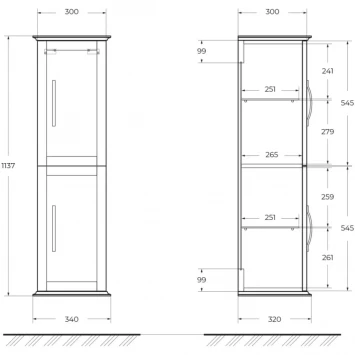 Пенал Cezares Tiffany 55335 подвесной L/R, Verde Opaco