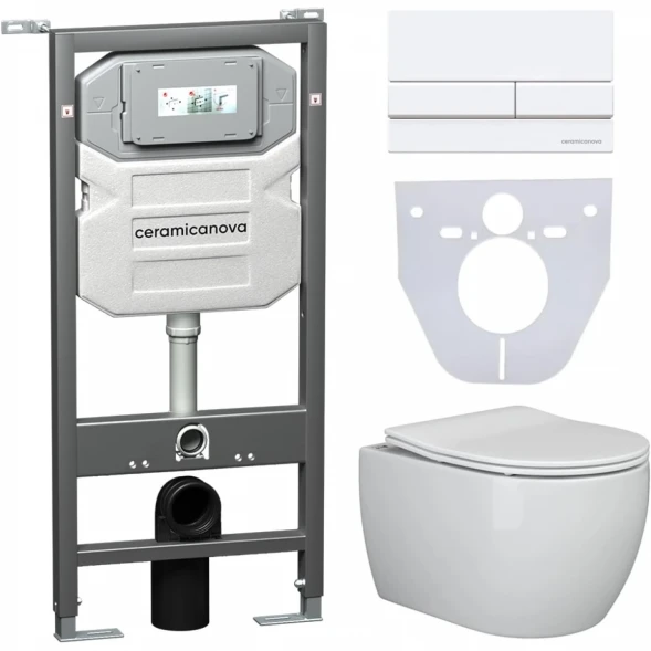 Комплект подвесной унитаз Ceramica Nova Play CN3001 + система инсталляции Ceramica Nova Envision Flat CN1002W + CN1000