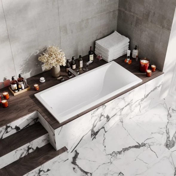 Ванна из литьевого мрамора Marmo Bagno Алесса New MB-ALN160-70 160x70 см, белый