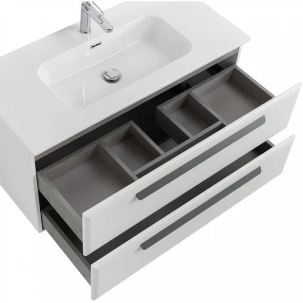 Тумба под раковину Cezares Eco ECO-CER-N-1000-2C-SO-BL 100 см, подвесная, Bianco Lucido