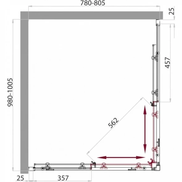 Душевой уголок 100x80 см BelBagno Sela SELA-AH-2-100/80-P-Cr текстурное стекло