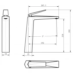Смеситель для раковины Boheme Venturo 382-W белый глянец/Золото