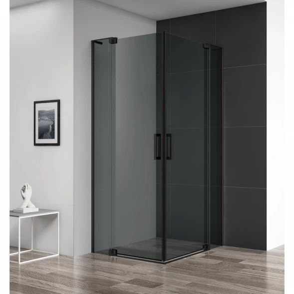 Душевой уголок 90-100x80-90 см Cezares SLIDER-AH-2-80/90-90/100-GRIGIO-NERO графитовое