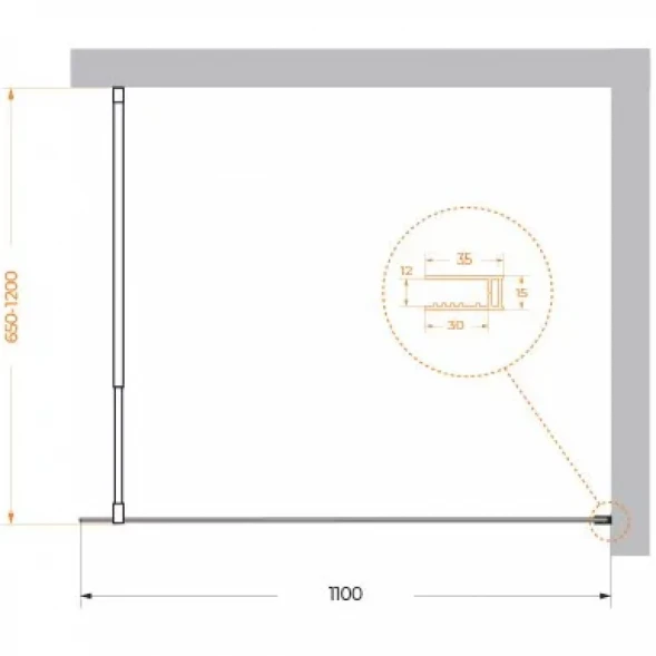 Душевая перегородка BelBagno Luce KRAFT-L-1-110-C-NERO 110 см, профиль черный матовый, стекло прозрачное
