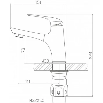Смеситель для раковины без донного клапана BelBagno Gamma GAM-LVM-25-IN