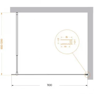 Душевая перегородка BelBagno Luce KRAFT-L-1-110-C-Cr 110 см, профиль хром, стекло прозрачное