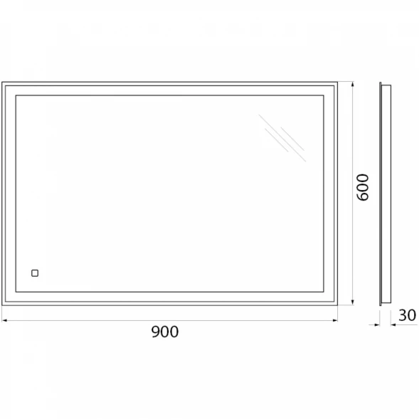 Зеркало 90x60 см BelBagno SPC-GRT-900-600-LED-TCH
