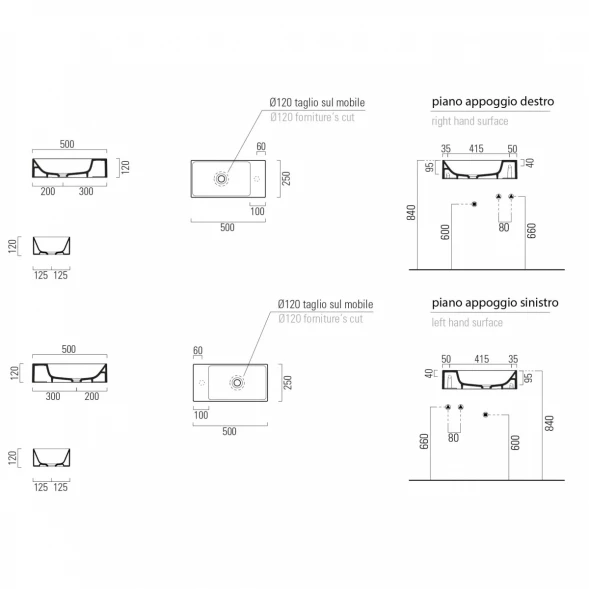 Раковина 50x25 см GSI Kube X 9486016